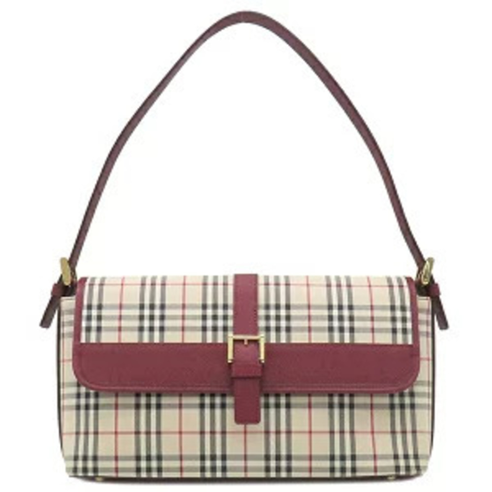 Burberry shoulder bag Nova Check One Shoulder Hobo beige wine red brown